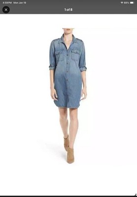 Current Elliott Cotton Chambray Shirt Dress Sz0
