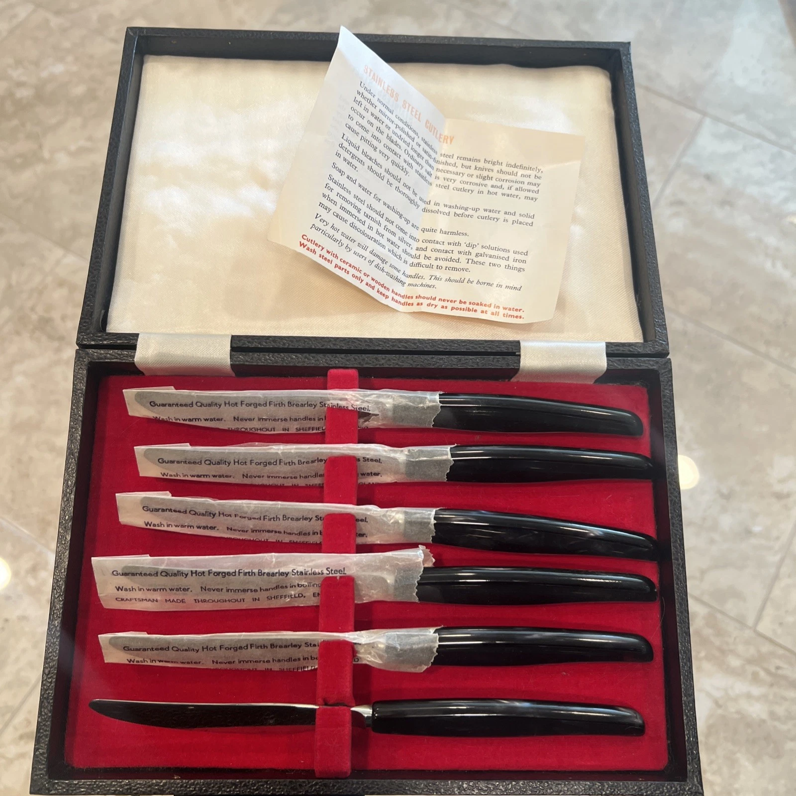 6 Pcs Marshall Field Company Sheffield England Steak Knives Knife Set w/ Box