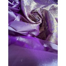 Silk saree lavender gold Paisley brocade 204x46  sari stunning luxurious