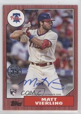2022 Series 2 1987 Topps Baseball Red 13/25 Matt Vierling #87BA-MV Auto 0tw4