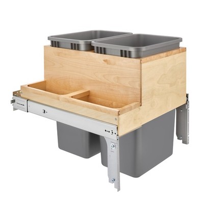 Rev-A-Shelf Double Pullout Top Mount Bin w/ Soft-close, 50 qt.