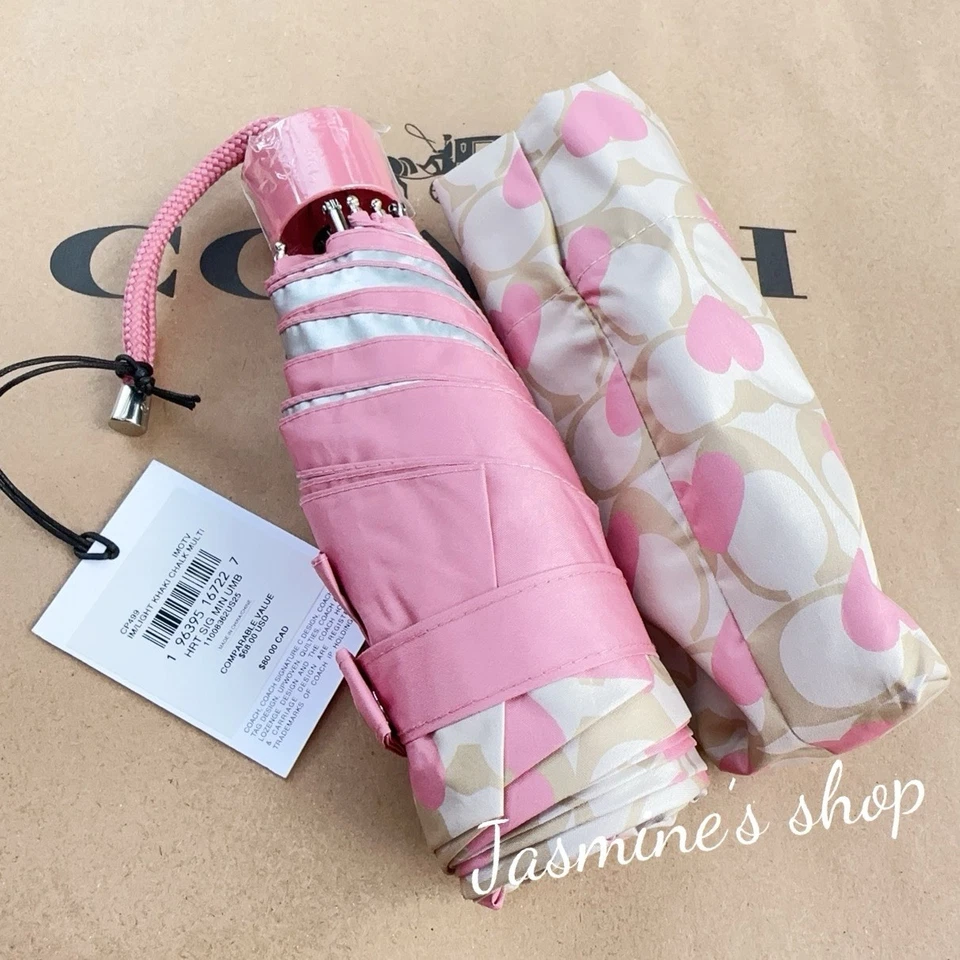 Mini paraguas Coach con estampado de corazón exclusivo CP499 NUEVO CON ETIQUETAS Foto 4 de 4