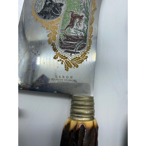 Vintage Baron Solingen Stainless Steel Germany With Stag Horn Handles 5 Piece - Picture 6 of 6