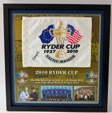 Colin Montgomerie 2010 Ryder Cup Capt Signed Celtic Manor Golf Flag Display COA