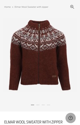 New Youth Kids Icewear Elmar Full Zip Sweater 100% Icelandic Wool