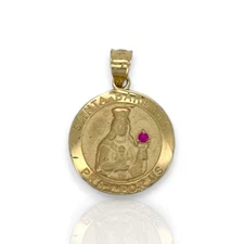 Saint Barbara Medallion Pendant - 14K Yellow Gold