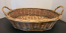 Vintage Wicker Hand Woven Center Piece Basket Excellent Farmhouse Country Oval