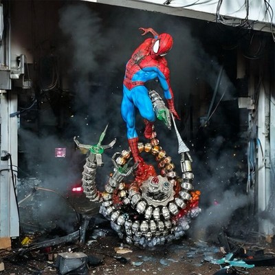 3D printed Custom Painted Spider-Man vs Doctor Octopus Resin Statue 
