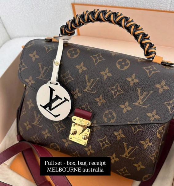Louis Vuitton Pochette Metis Crossbody Brown Canvas Braided Handle Pochette Meti