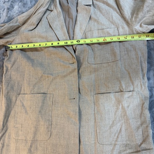 100% Linen Blazer Beige Women’s Medium Designer Spring Career City Professional - Picture 10 of 11