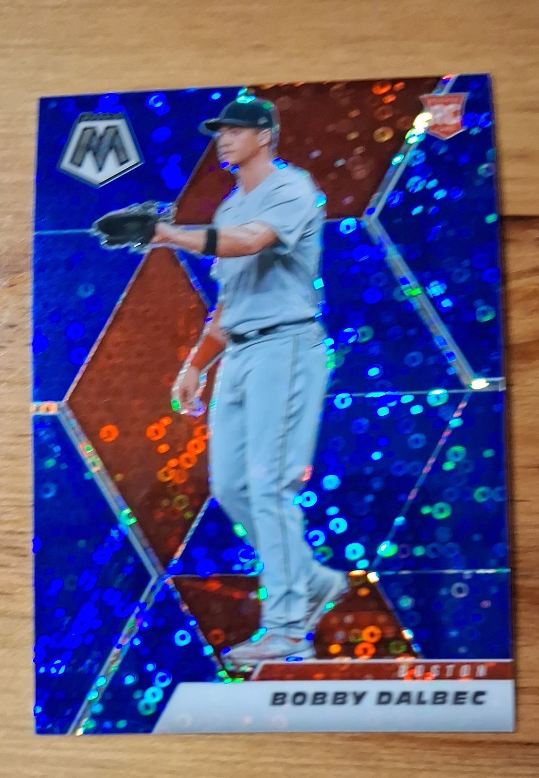 2021 Panini Rookie Bobby Dalbec #241 Quick Pitch Blue Mosaic Prizm /85 (RC)