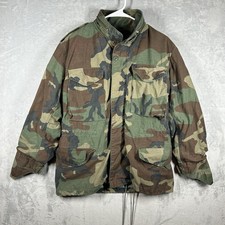 Vintage US Army M-65 Cold Weather Field Jacket Woodland Camo Ripstop Small Short