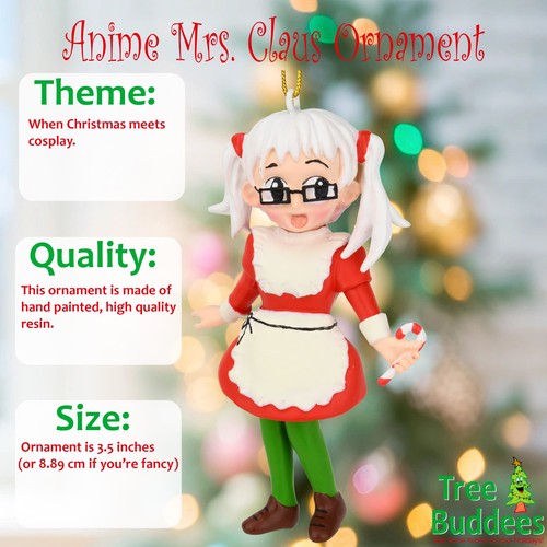 Tree Buddees Anime Mrs. Claus Christmas Cartoon Character Ornament - Picture 2 of 7