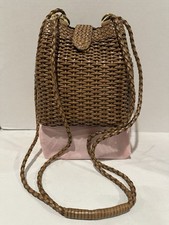 Vintage 1990 s Woven Tan Bucket Style Shoulder Bag CEM
