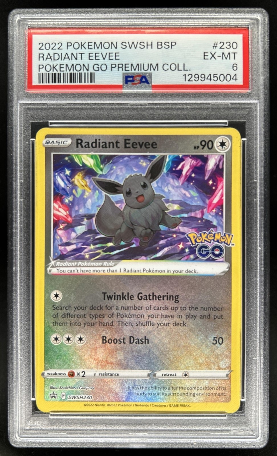 2022 Pokemon SWSH Black Star Promos Radiant Eevee 2022 #SWSH230 PSA 6 view 1