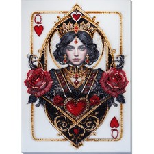 Bead Embroidery Kit   Queen of Hearts, DIY Beaded Painting, Beadwork of Red Rose
