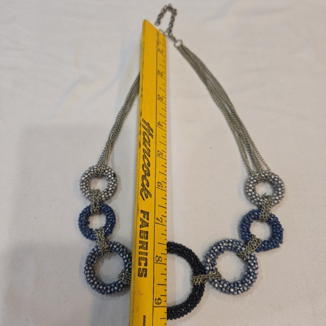 Chunky Loop Statement Necklace Black, Blue & Grey… - image 7