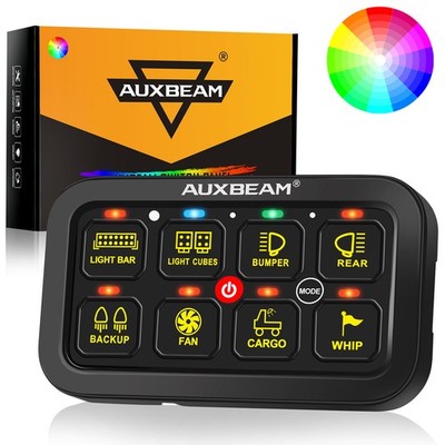 AUXBEAM 8 Gang On/Off Switch Panel LED Circuit Relay System RGB/Blue Back Light