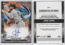 2023 Topps Inception Base Rookie and Emerging Stars Orange /25 Josh Lowe Auto