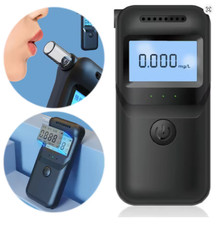 Digital Alcohol Breath Tester with LCD Display Handheld Analyzer 5 Mouthpieces