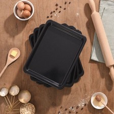 4Pcs  Premium Baking Tray set 35cm Oven sheets Roasting  Tin Black Brand new