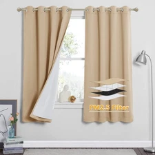 Particle Filtering Curtains Total Blackout Noise Reducing Window Treatment Du...