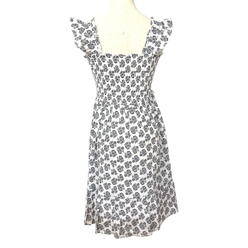 Janie and Jack Girls Dress Size 18 White Black Floral Smocked Ruffle Cotton - Picture 3 of 7