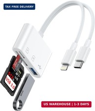 SD Card Reader for iPhone, iPad, Samsung, Memory SD Card Reader USB C Lightning