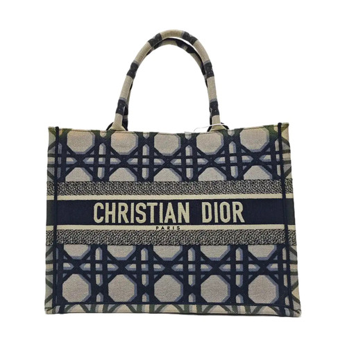 【Authentic】 DIOR Book Tote Blue Cloth Handbags (DDP)