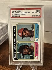1974 Topps Stolen Base Leaders #204 Harper/Lou Brock PSA 8 NM-MT