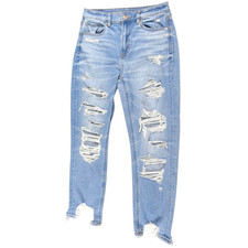American Eagle Stretch Mom Jean Women Size 4 Short Light Wash Denim Pant Comfort