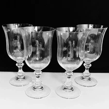 MIKASA FRENCH COUNTRYSIDE 7.5" Stemmed Water ICED TEA Goblets Glasses LOT 4 EUC