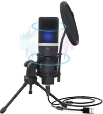 USB Gaming Condenser Microphone Cardioid w/ Mute for PC/Streaming US