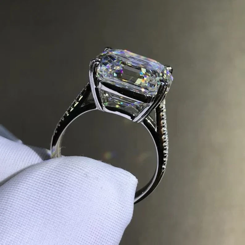 RARO ¡Anillo solitario de diamantes tratados blancos certificado de 10,90 quilates! Tachuelas de diamante GRATIS Foto 3 de 4