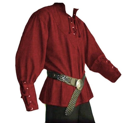 Medieval Renaissance Tunic ShirtTop Viking Pirate Halloween Cosplay Costume Menㅖ - Picture 15 of 15