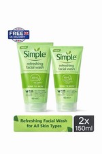 Simple Face Wash 2x150ml | Refreshing Facial Cleanser Sensitive Skin Soap Free O