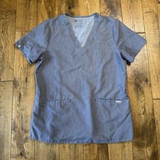 Figs Casma Three Pocket Scrub Top Womens Size M Graphite Gray Medical