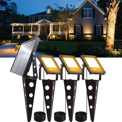 Solar Spotlights Outdoor Waterproof, Zeta 3-in-1 Spot Lights Metal Warm White...