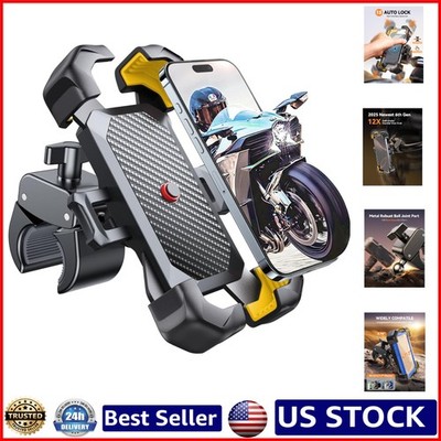 Lightweight Carbon Fiber Motorcycle Phone Mount - One-Hand Operation, Yellow