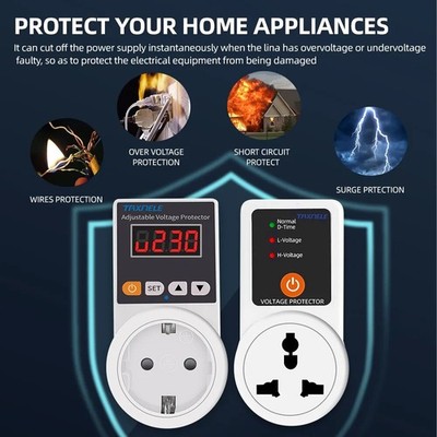 Automatic Voltage Protector Socket AC 220V 16A Adjustable Power Surge Protector
