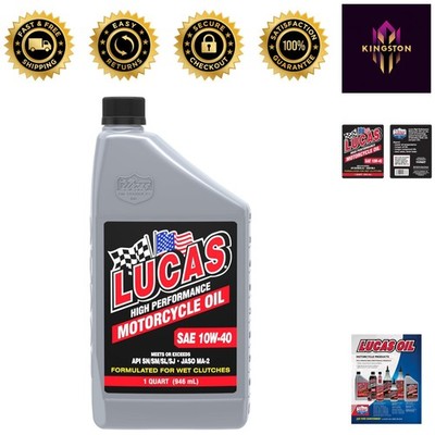 Lucas High Performance SAE 10W-40 Motorcycle Oil - 1 Quart for Ultimate Engin...