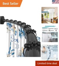 Curved Shower Curtain Rod Matte Black Rustproof Expandable Bathroom Shower Bar