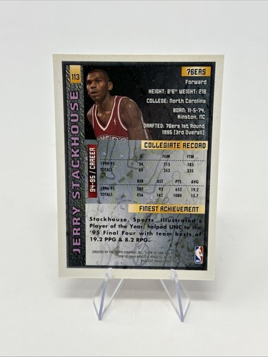 1995-96 Topps Finest - Jerry Stackhouse #113 (RC) - Picture 4 of 6