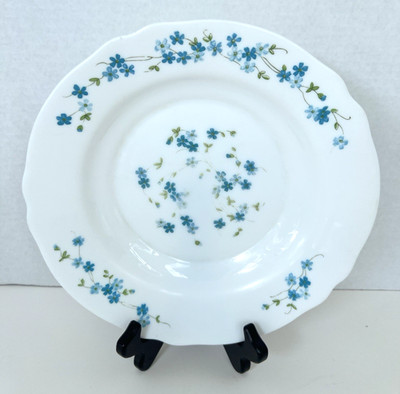 Plate 9  White Veronica Blue Flowers French Country Vintage Arcoroc Arcopal