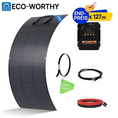 ECO-WORTHY 200W Flexibles Solarpanel mit 20A MPPT Solarmodule Wohnmobil Balkon
