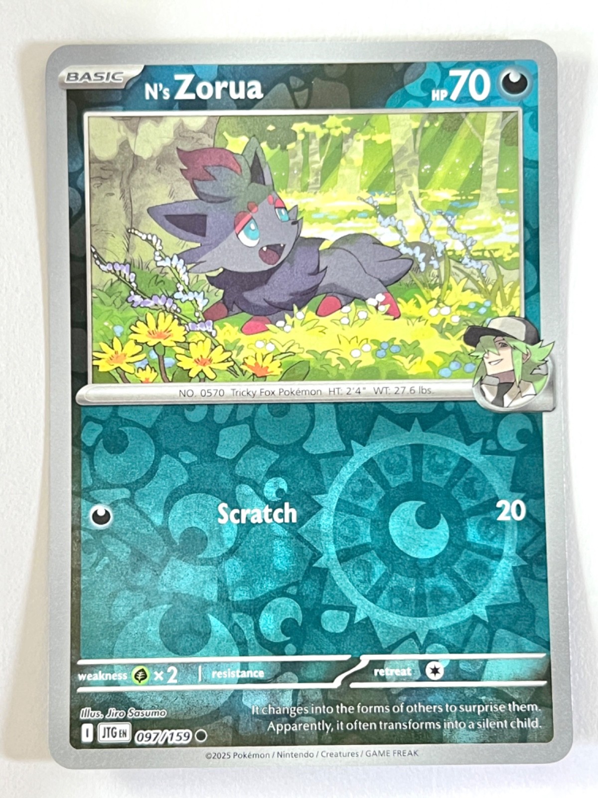 N’s Zorua 097/159 Reverse Holo Journey Together Pokemon Pack Fresh Near Mint NM