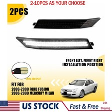 Front White Led Side Marker Light Lamp Fit 2006 07-2009 Ford Fusion Smoked 2-10x