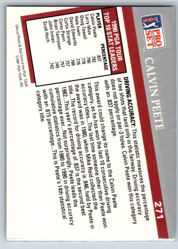 1991 Pro Set PGA Tour #271 Calvin Peete - Picture 2 of 2