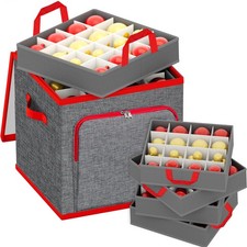 Ornament Storage Box with Dividers Christmas Containers Include Trays