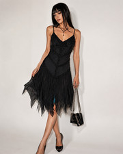 Vintage Sue Wong Nocturne silk dress sz 10 Gothic Fairy Black evening gown MINT
